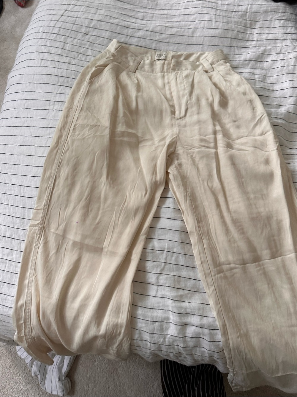 DISSH Women's Wide Leg Satin Pants in Cream